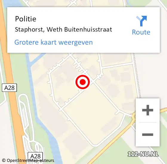 Locatie op kaart van de 112 melding: Politie Staphorst, Weth Buitenhuisstraat op 3 december 2024 17:56