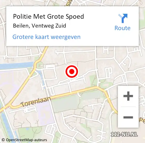 Locatie op kaart van de 112 melding: Politie Met Grote Spoed Naar Beilen, Ventweg Zuid op 3 december 2024 17:56