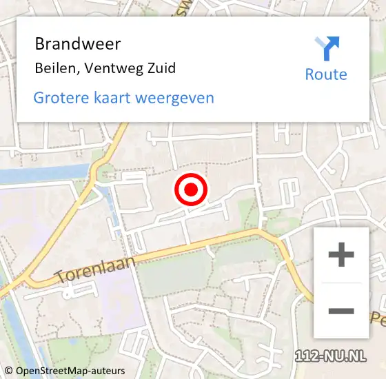 Locatie op kaart van de 112 melding: Brandweer Beilen, Ventweg Zuid op 3 december 2024 18:03