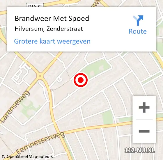 Locatie op kaart van de 112 melding: Brandweer Met Spoed Naar Hilversum, Zenderstraat op 3 december 2024 18:07