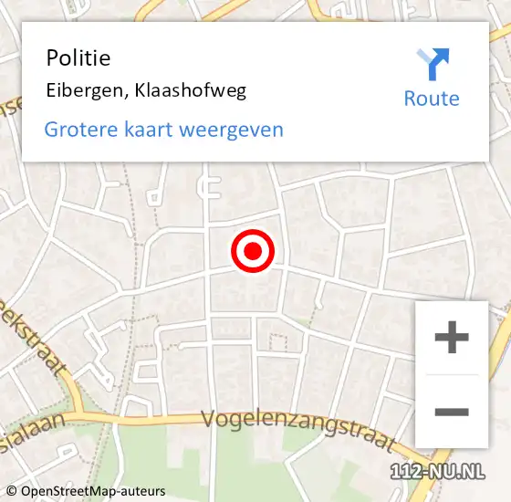 Locatie op kaart van de 112 melding: Politie Eibergen, Klaashofweg op 3 december 2024 18:07