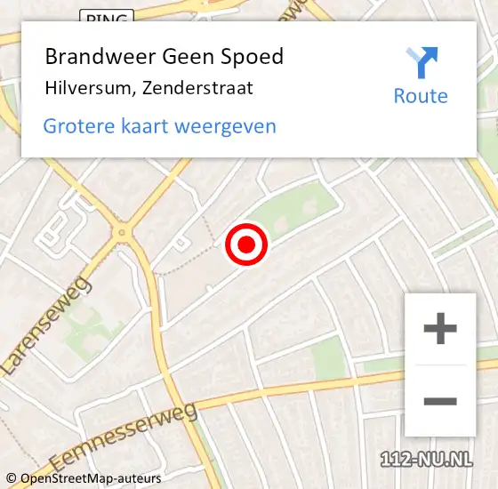 Locatie op kaart van de 112 melding: Brandweer Geen Spoed Naar Hilversum, Zenderstraat op 3 december 2024 18:07