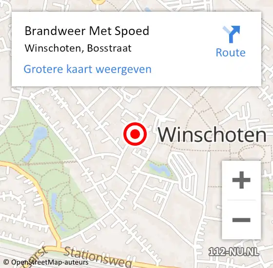 Locatie op kaart van de 112 melding: Brandweer Met Spoed Naar Winschoten, Bosstraat op 3 december 2024 18:14