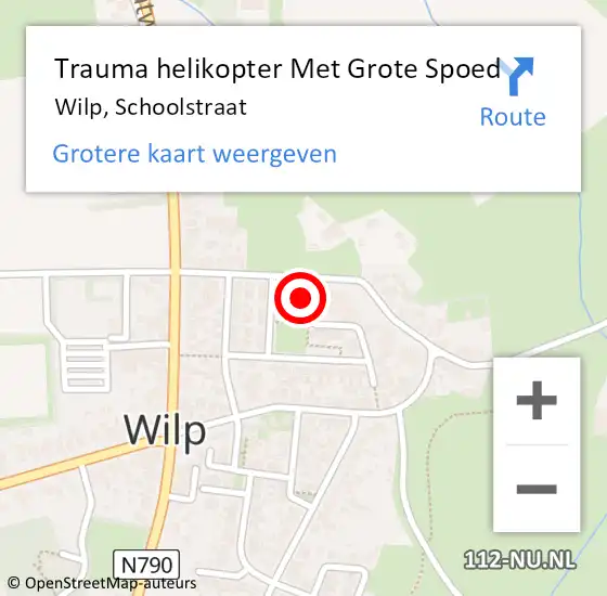 Locatie op kaart van de 112 melding: Trauma helikopter Met Grote Spoed Naar Wilp, Schoolstraat op 3 december 2024 18:22