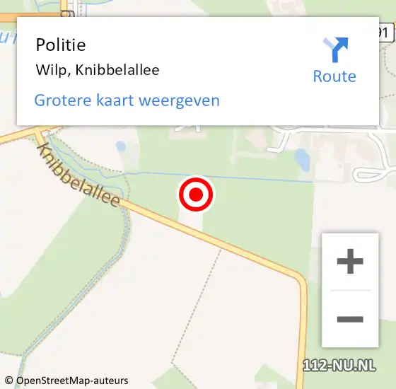 Locatie op kaart van de 112 melding: Politie Wilp, Knibbelallee op 3 december 2024 18:30