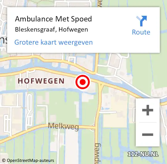 Locatie op kaart van de 112 melding: Ambulance Met Spoed Naar Bleskensgraaf, Hofwegen op 3 december 2024 18:47