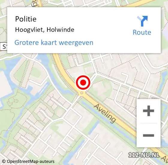 Locatie op kaart van de 112 melding: Politie Hoogvliet, Holwinde op 3 december 2024 18:59