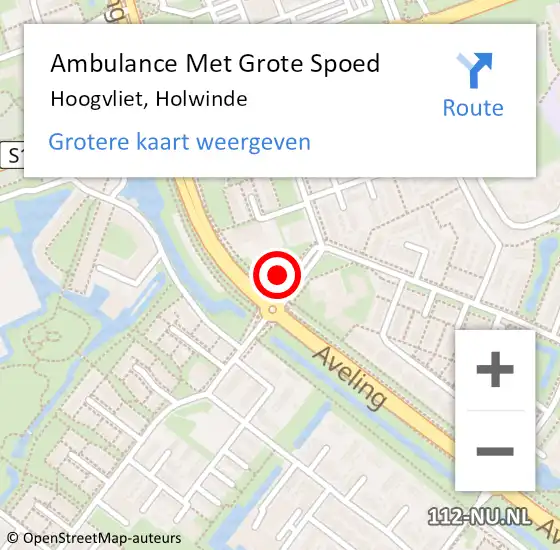 Locatie op kaart van de 112 melding: Ambulance Met Grote Spoed Naar Hoogvliet, Holwinde op 3 december 2024 19:01