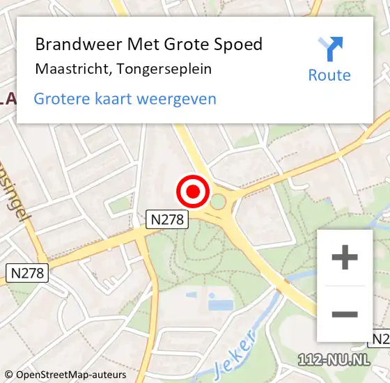 Locatie op kaart van de 112 melding: Brandweer Met Grote Spoed Naar Maastricht, Tongerseplein op 3 december 2024 19:01