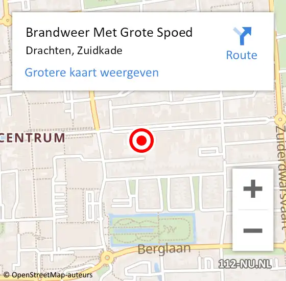 Locatie op kaart van de 112 melding: Brandweer Met Grote Spoed Naar Drachten, Zuidkade op 3 december 2024 19:19