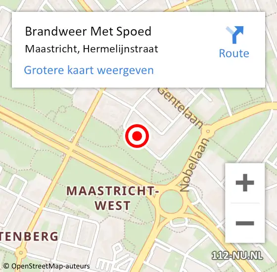 Locatie op kaart van de 112 melding: Brandweer Met Spoed Naar Maastricht, Hermelijnstraat op 3 december 2024 19:21