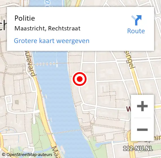 Locatie op kaart van de 112 melding: Politie Maastricht, Rechtstraat op 3 december 2024 19:27