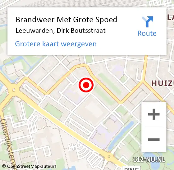 Locatie op kaart van de 112 melding: Brandweer Met Grote Spoed Naar Leeuwarden, Dirk Boutsstraat op 3 december 2024 19:37