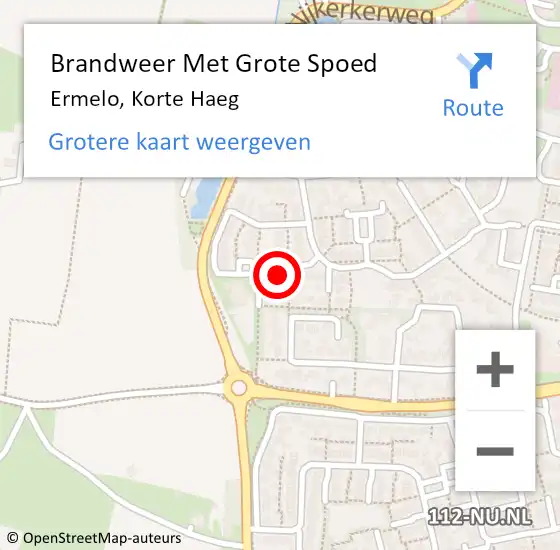 Locatie op kaart van de 112 melding: Brandweer Met Grote Spoed Naar Ermelo, Korte Haeg op 3 december 2024 19:56