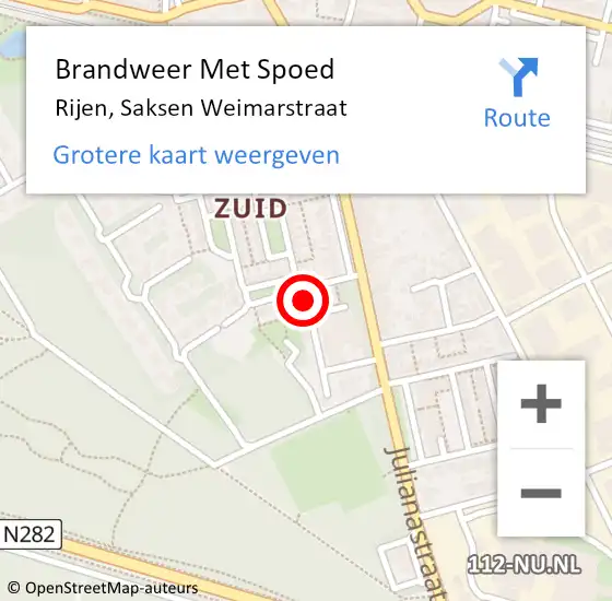 Locatie op kaart van de 112 melding: Brandweer Met Spoed Naar Rijen, Saksen Weimarstraat op 3 december 2024 20:17