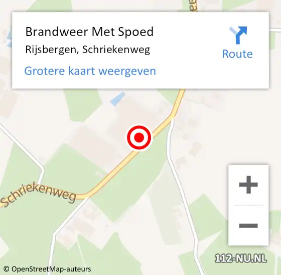 Locatie op kaart van de 112 melding: Brandweer Met Spoed Naar Rijsbergen, Schriekenweg op 3 december 2024 20:18