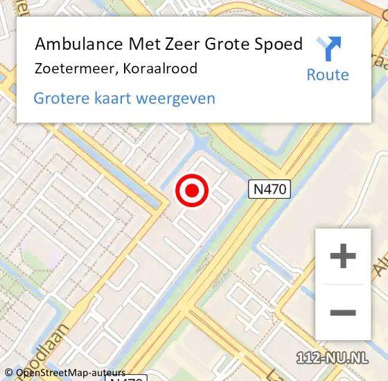 Locatie op kaart van de 112 melding: Ambulance Met Zeer Grote Spoed Naar Zoetermeer, Koraalrood op 3 december 2024 20:20