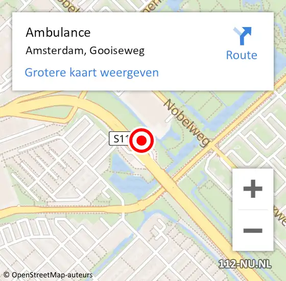 Locatie op kaart van de 112 melding: Ambulance Amsterdam, Gooiseweg op 3 december 2024 20:38