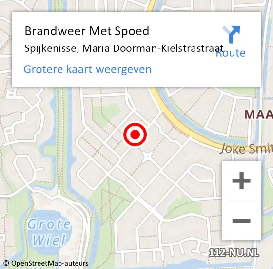 Locatie op kaart van de 112 melding: Brandweer Met Spoed Naar Spijkenisse, Maria Doorman-Kielstrastraat op 3 december 2024 21:02