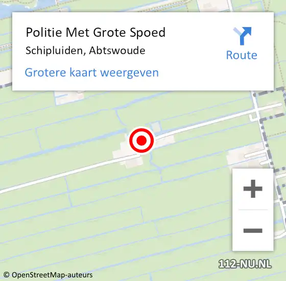 Locatie op kaart van de 112 melding: Politie Met Grote Spoed Naar Schipluiden, Abtswoude op 3 december 2024 21:08