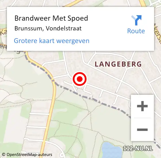 Locatie op kaart van de 112 melding: Brandweer Met Spoed Naar Brunssum, Vondelstraat op 3 december 2024 21:10