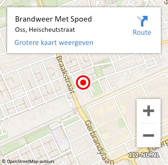 Locatie op kaart van de 112 melding: Brandweer Met Spoed Naar Oss, Heischeutstraat op 3 december 2024 21:11