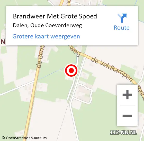 Locatie op kaart van de 112 melding: Brandweer Met Grote Spoed Naar Dalen, Oude Coevorderweg op 3 december 2024 21:29