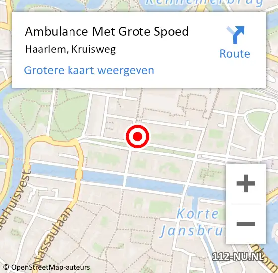 Locatie op kaart van de 112 melding: Ambulance Met Grote Spoed Naar Haarlem, Kruisweg op 3 december 2024 21:45