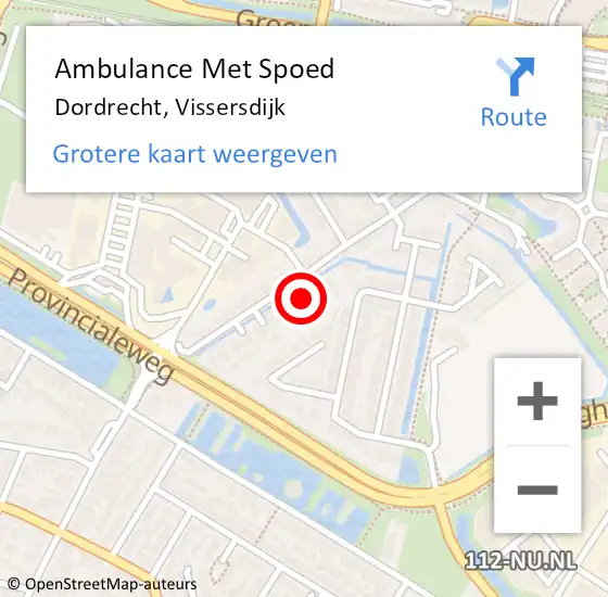 Locatie op kaart van de 112 melding: Ambulance Met Spoed Naar Dordrecht, Vissersdijk op 3 december 2024 21:46