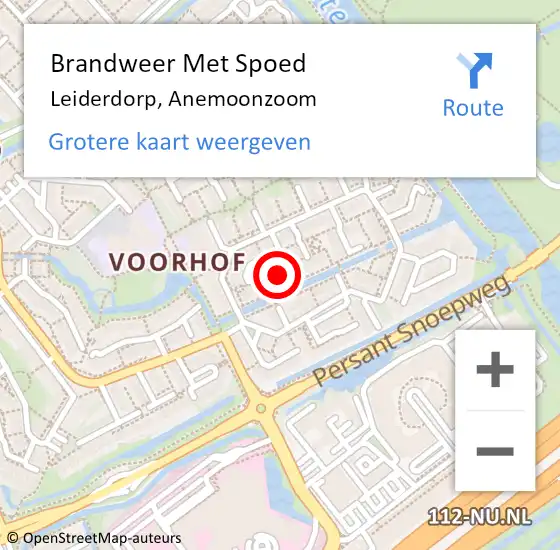 Locatie op kaart van de 112 melding: Brandweer Met Spoed Naar Leiderdorp, Anemoonzoom op 3 december 2024 21:57