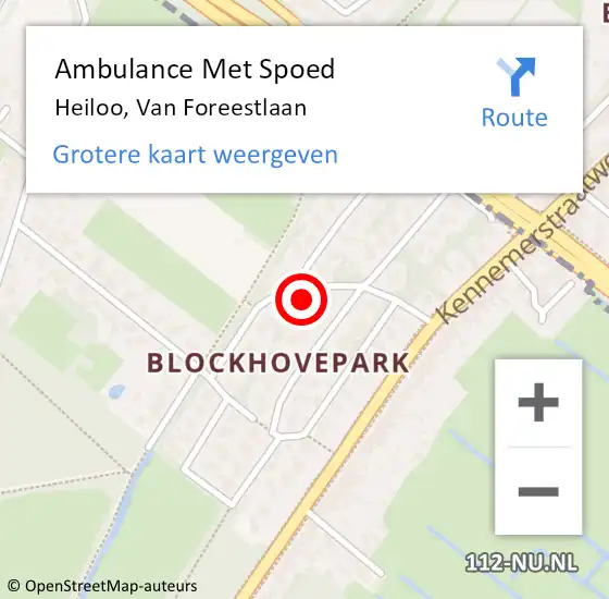 Locatie op kaart van de 112 melding: Ambulance Met Spoed Naar Heiloo, Van Foreestlaan op 3 december 2024 22:08