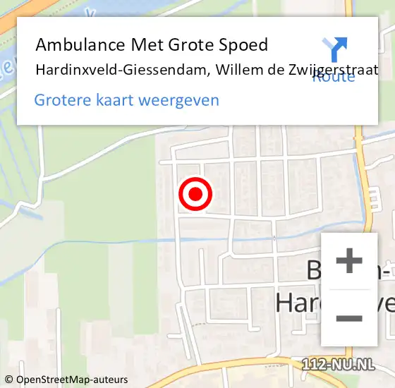 Locatie op kaart van de 112 melding: Ambulance Met Grote Spoed Naar Hardinxveld-Giessendam, Willem de Zwijgerstraat op 3 december 2024 22:20