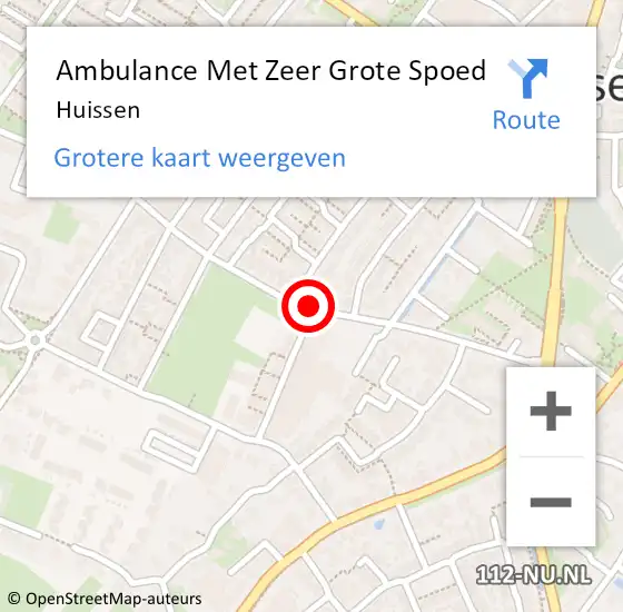 Locatie op kaart van de 112 melding: Ambulance Met Zeer Grote Spoed Naar Huissen op 3 december 2024 22:33