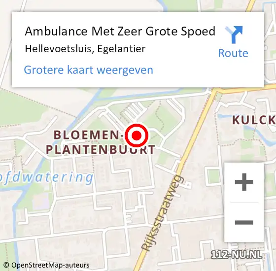 Locatie op kaart van de 112 melding: Ambulance Met Zeer Grote Spoed Naar Hellevoetsluis, Egelantier op 3 december 2024 22:46