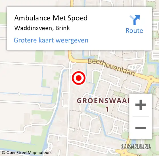 Locatie op kaart van de 112 melding: Ambulance Met Spoed Naar Waddinxveen, Brink op 3 december 2024 23:11