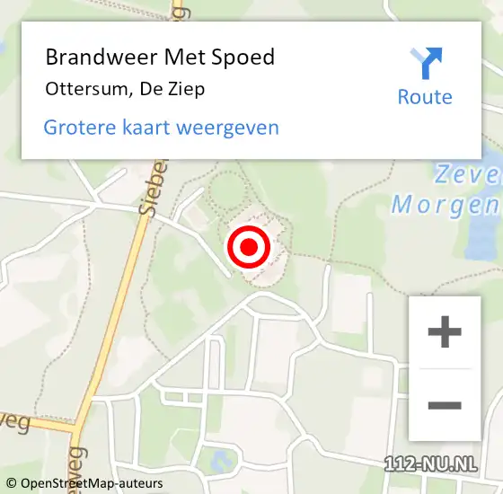 Locatie op kaart van de 112 melding: Brandweer Met Spoed Naar Ottersum, De Ziep op 3 december 2024 23:50