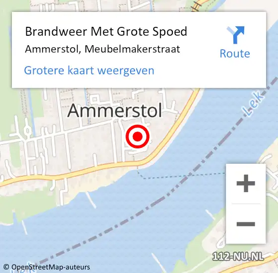 Locatie op kaart van de 112 melding: Brandweer Met Grote Spoed Naar Ammerstol, Meubelmakerstraat op 4 december 2024 00:08