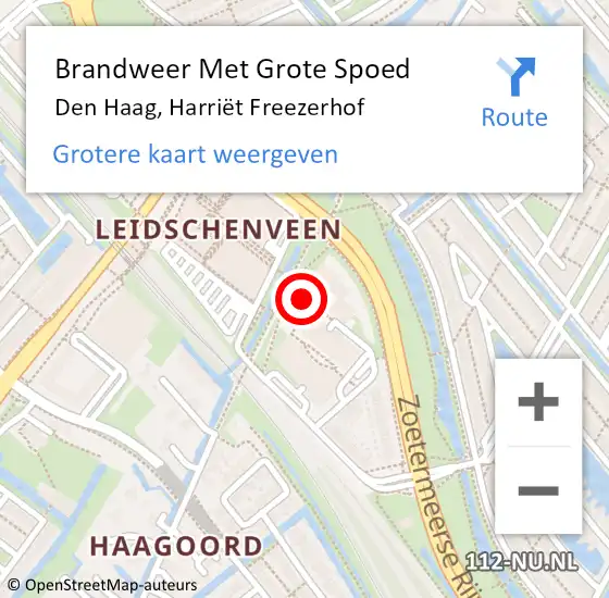 Locatie op kaart van de 112 melding: Brandweer Met Grote Spoed Naar Den Haag, Harriët Freezerhof op 4 december 2024 00:18