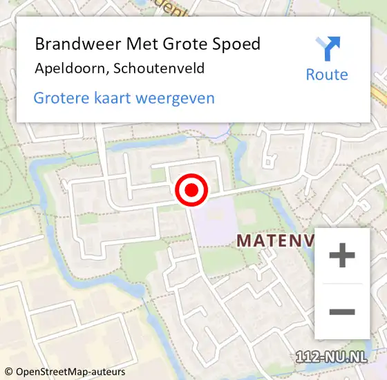 Locatie op kaart van de 112 melding: Brandweer Met Grote Spoed Naar Apeldoorn, Schoutenveld op 4 december 2024 01:01