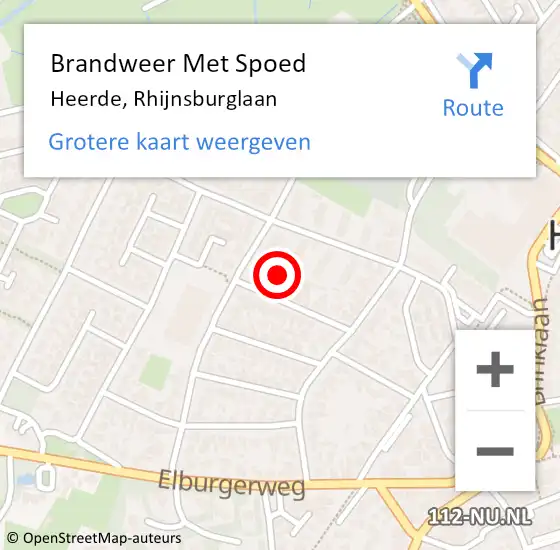 Locatie op kaart van de 112 melding: Brandweer Met Spoed Naar Heerde, Rhijnsburglaan op 4 december 2024 01:21