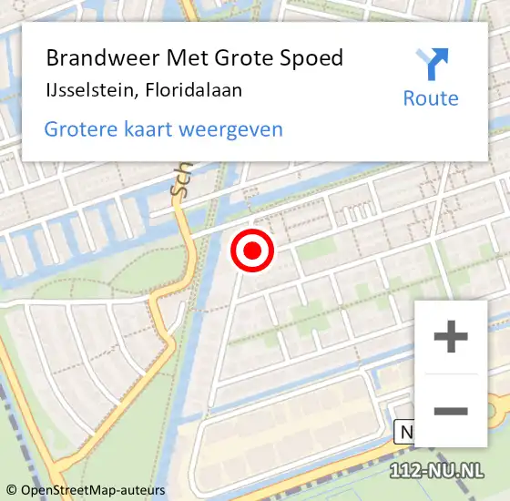 Locatie op kaart van de 112 melding: Brandweer Met Grote Spoed Naar IJsselstein, Floridalaan op 4 december 2024 01:22