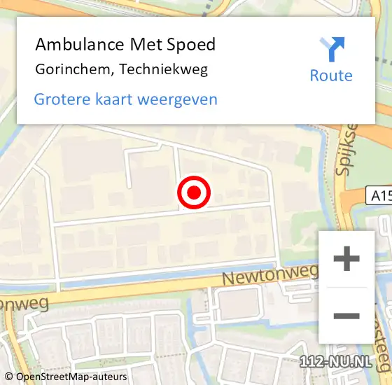 Locatie op kaart van de 112 melding: Ambulance Met Spoed Naar Gorinchem, Techniekweg op 4 december 2024 01:44