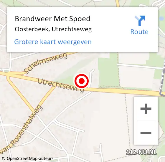 Locatie op kaart van de 112 melding: Brandweer Met Spoed Naar Oosterbeek, Utrechtseweg op 4 december 2024 01:44