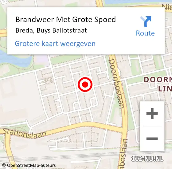 Locatie op kaart van de 112 melding: Brandweer Met Grote Spoed Naar Breda, Buys Ballotstraat op 4 december 2024 02:23