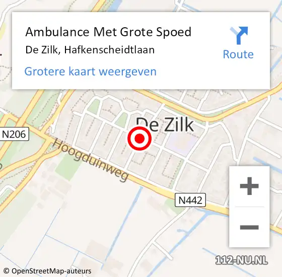 Locatie op kaart van de 112 melding: Ambulance Met Grote Spoed Naar De Zilk, Hafkenscheidtlaan op 29 oktober 2014 08:54