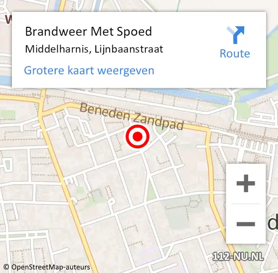 Locatie op kaart van de 112 melding: Brandweer Met Spoed Naar Middelharnis, Lijnbaanstraat op 4 december 2024 05:47