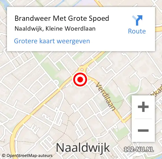 Locatie op kaart van de 112 melding: Brandweer Met Grote Spoed Naar Naaldwijk, Kleine Woerdlaan op 4 december 2024 07:01