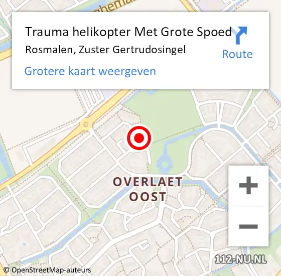 Locatie op kaart van de 112 melding: Trauma helikopter Met Grote Spoed Naar Rosmalen, Zuster Gertrudosingel op 4 december 2024 07:39