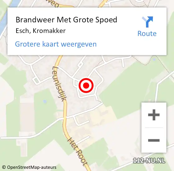 Locatie op kaart van de 112 melding: Brandweer Met Grote Spoed Naar Esch, Kromakker op 4 december 2024 08:10