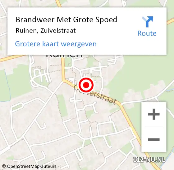 Locatie op kaart van de 112 melding: Brandweer Met Grote Spoed Naar Ruinen, Zuivelstraat op 4 december 2024 08:13